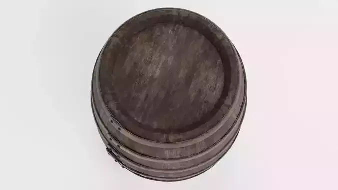 Wine Barrel V3 - Rustic Wooden Cask with Metal Hoops Low-poly 3D model 6