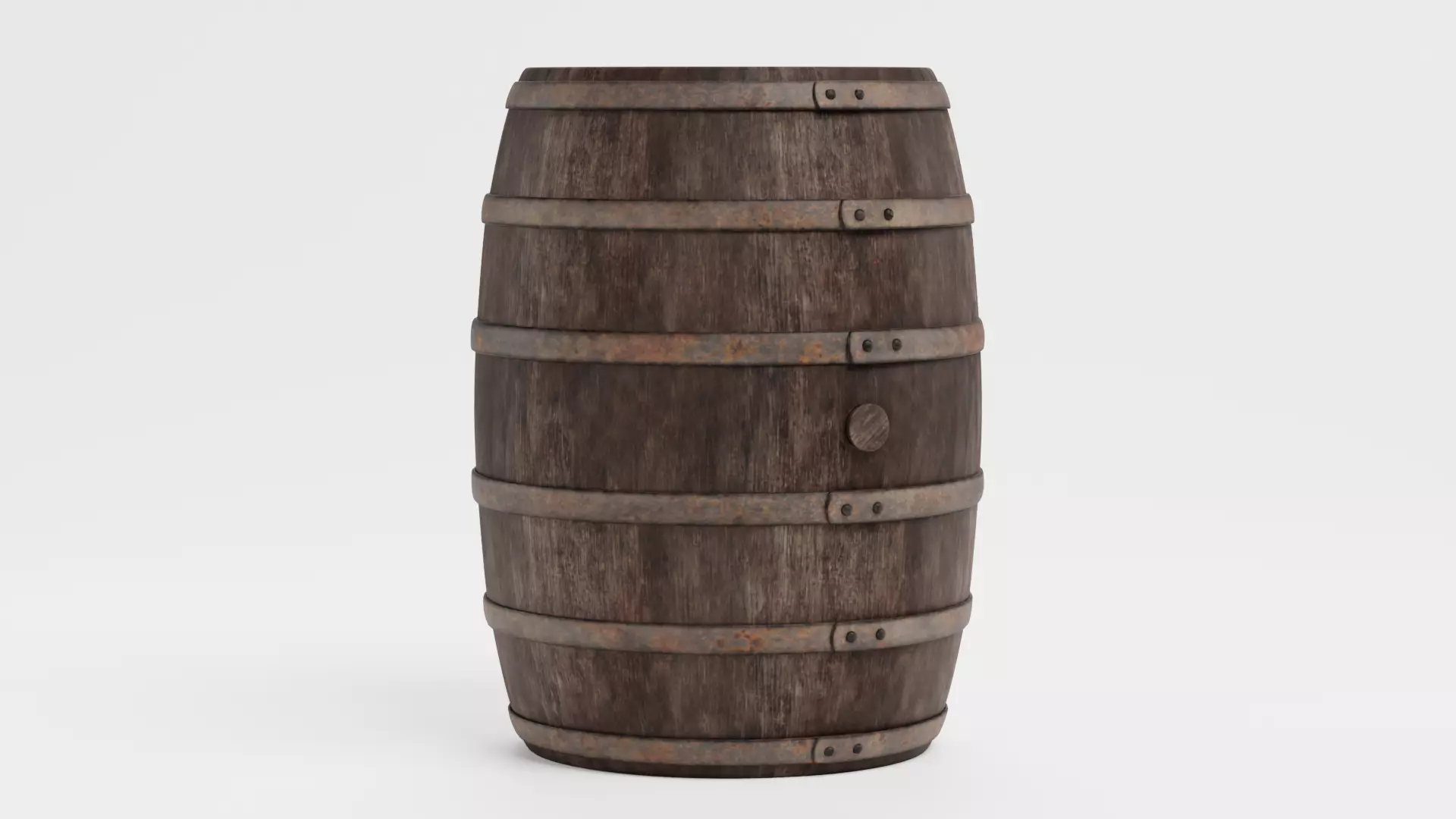 Wine Barrel V3 - Rustic Wooden Cask with Metal Hoops Low-poly 3D model