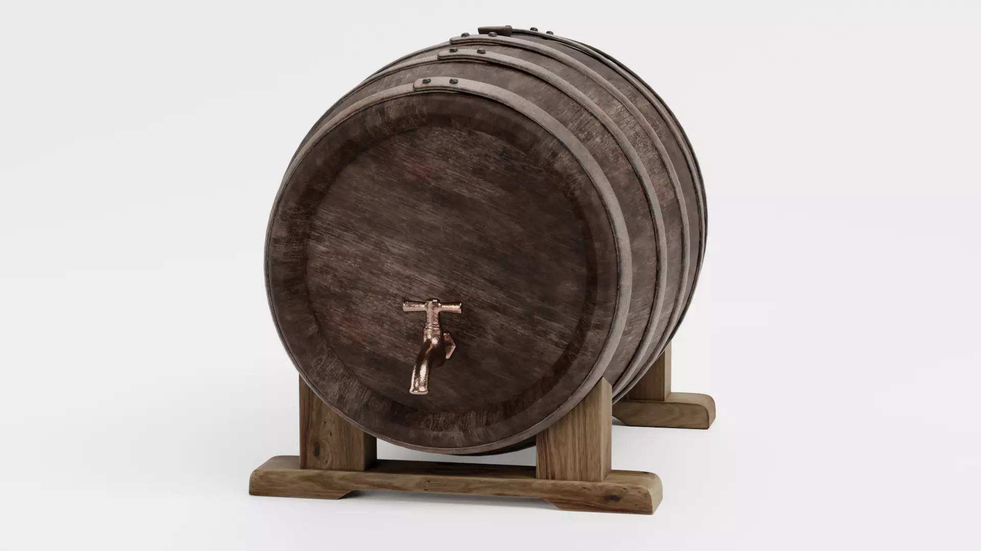 -Wine Barrel V4- Low-poly 3D model_1