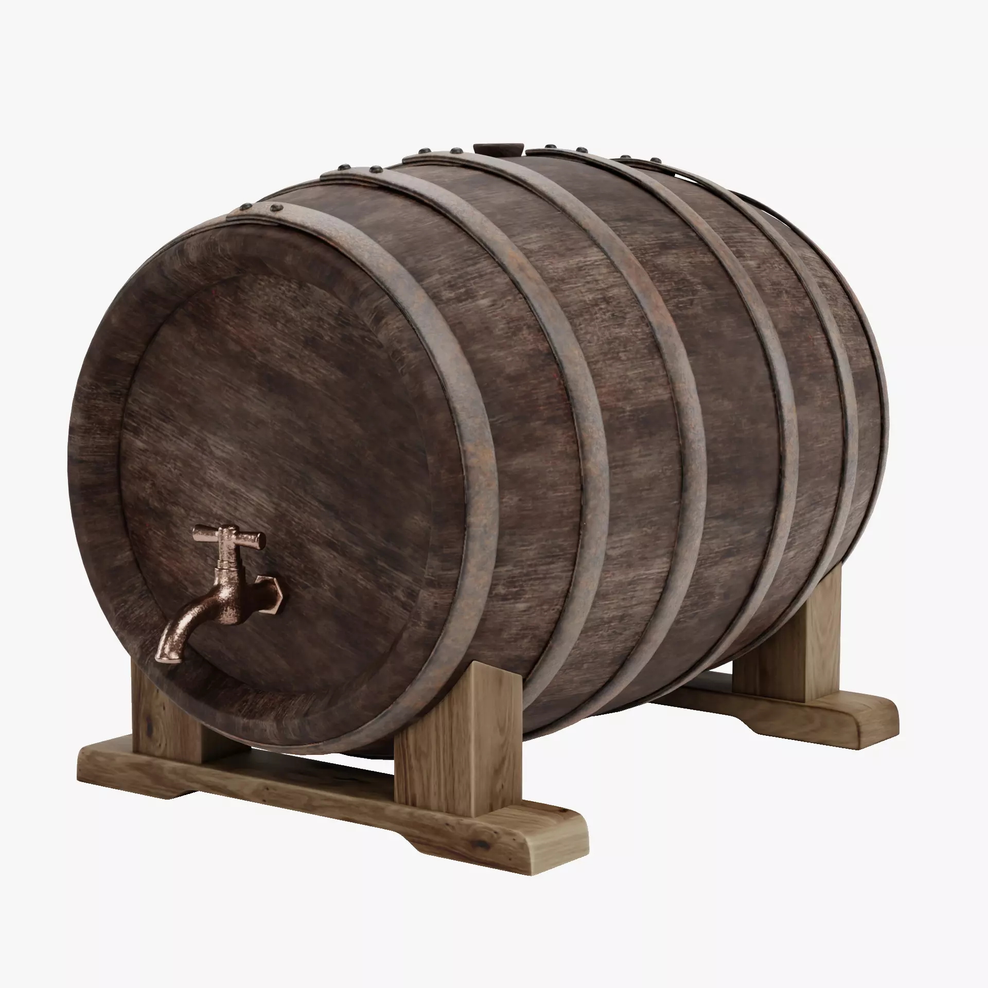 -Wine Barrel V4- Low-poly 3D model_11