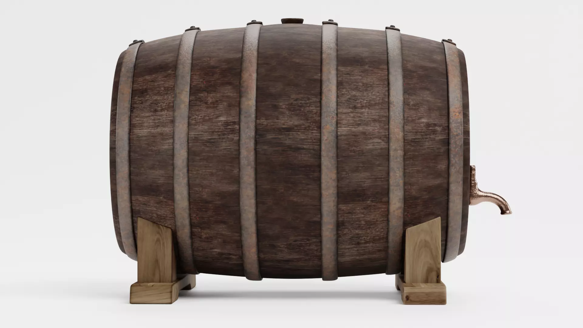 -Wine Barrel V4- Low-poly 3D model_3