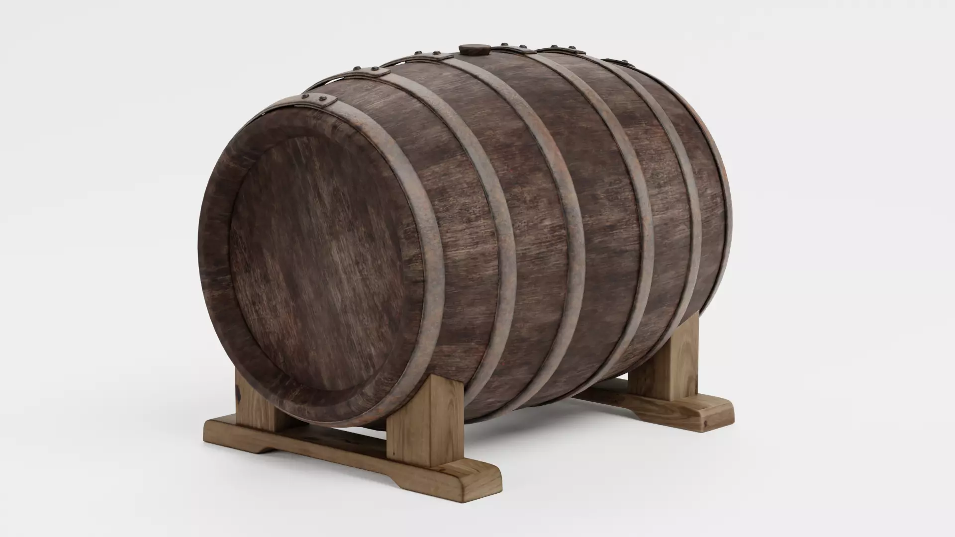 -Wine Barrel V4- Low-poly 3D model_4