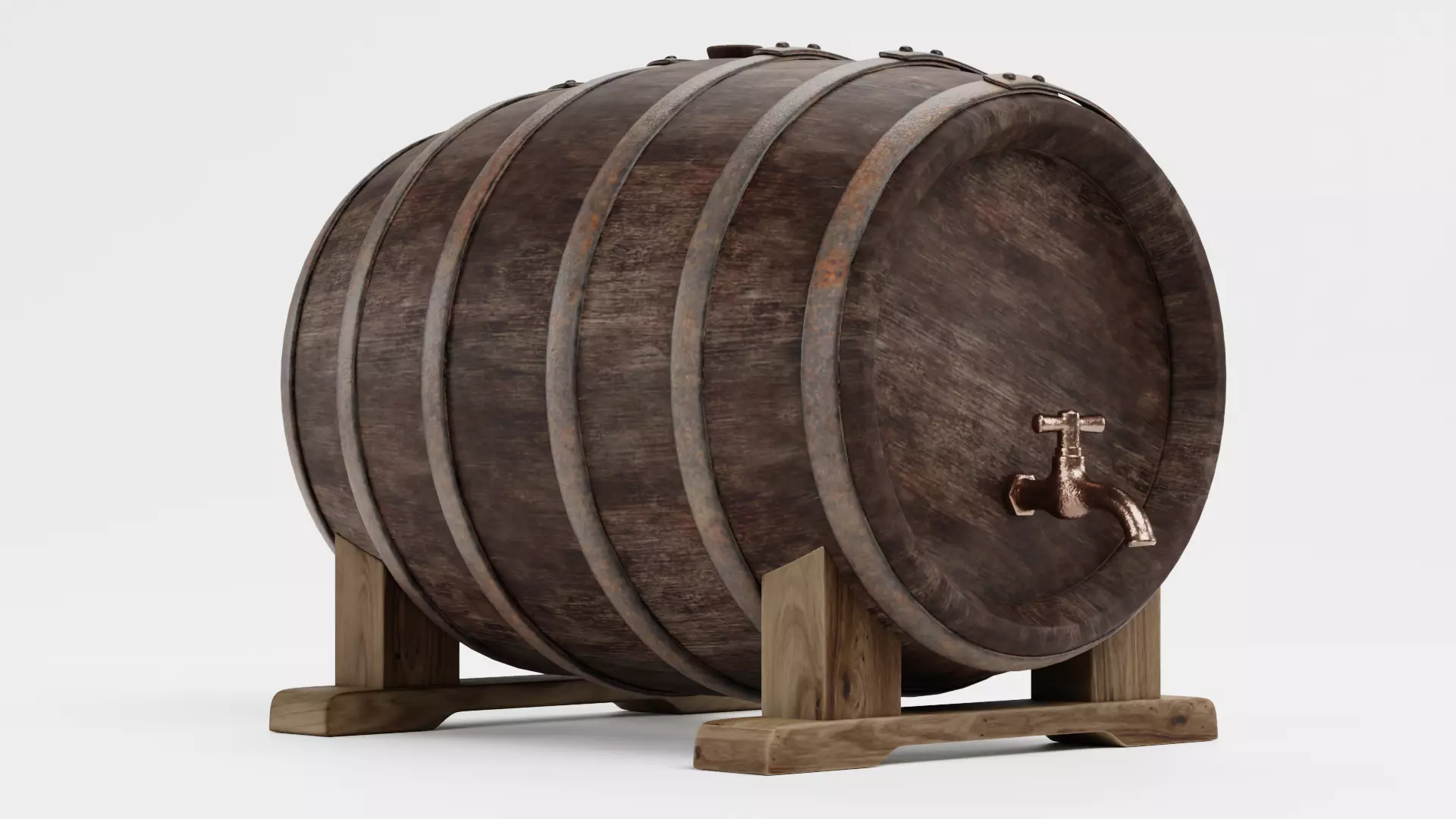 -Wine Barrel V4- Low-poly 3D model_2