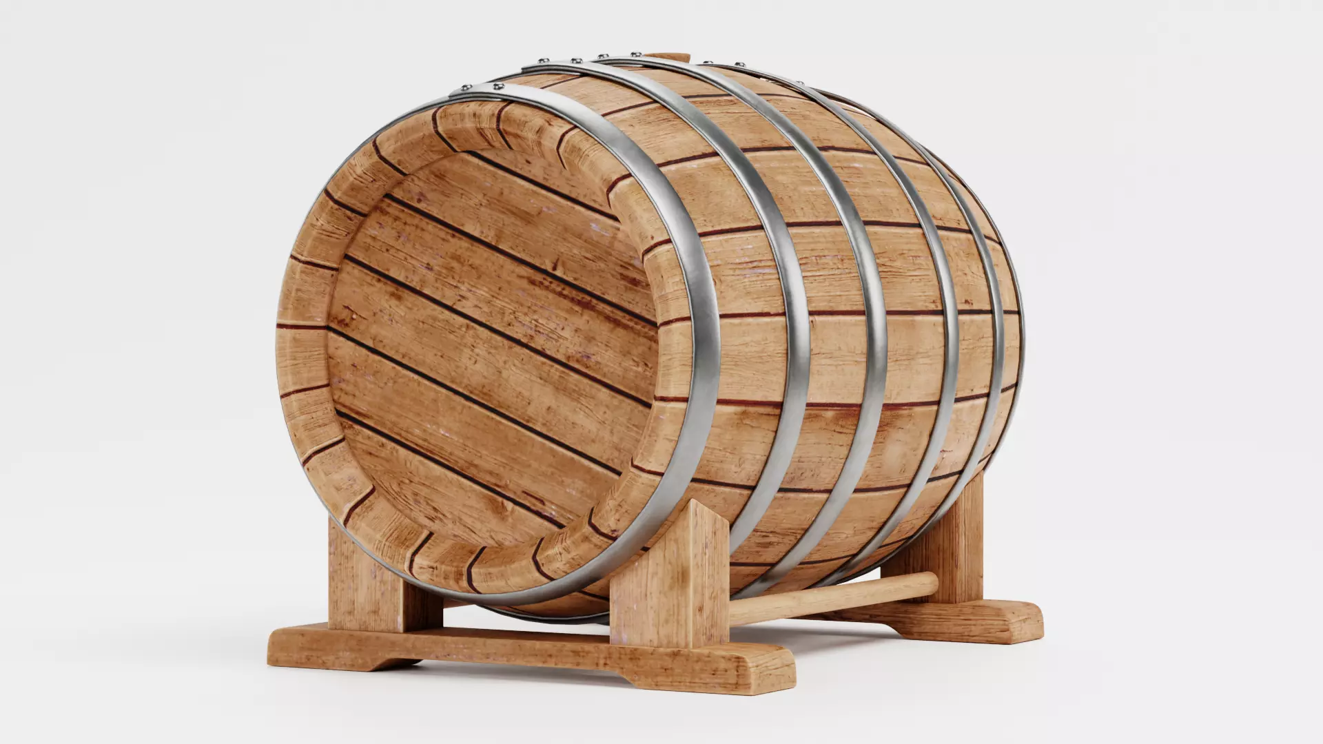 -Wine Barrel V5- Low-poly 3D model_2