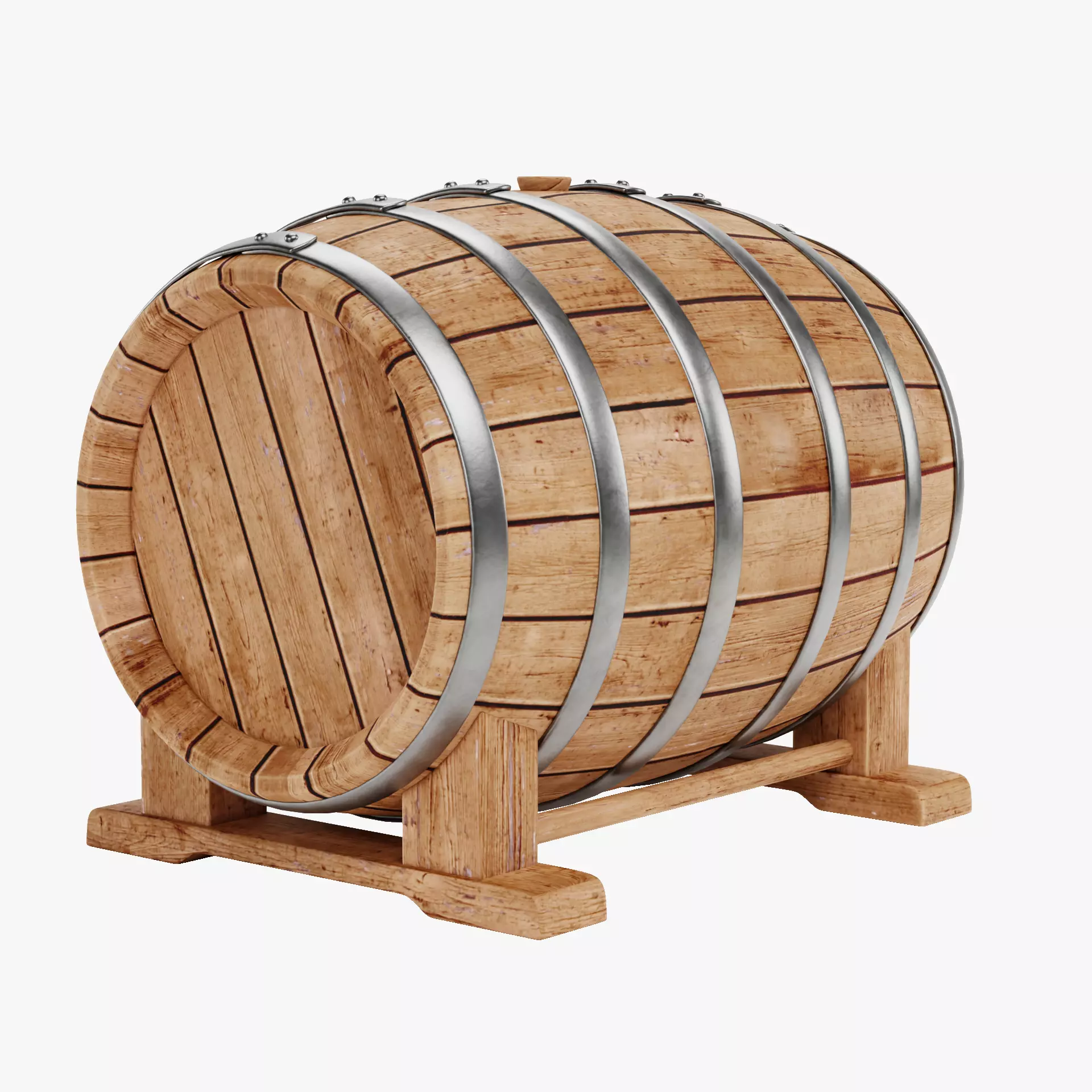 -Wine Barrel V5- Low-poly 3D model_11