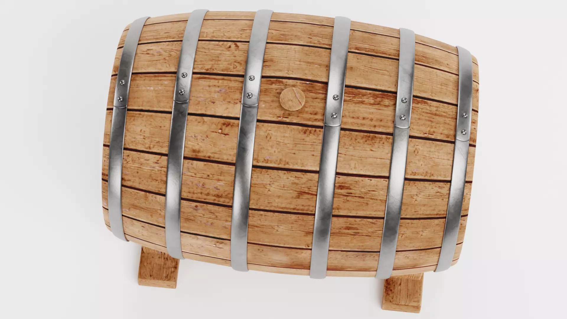 -Wine Barrel V5- Low-poly 3D model_5