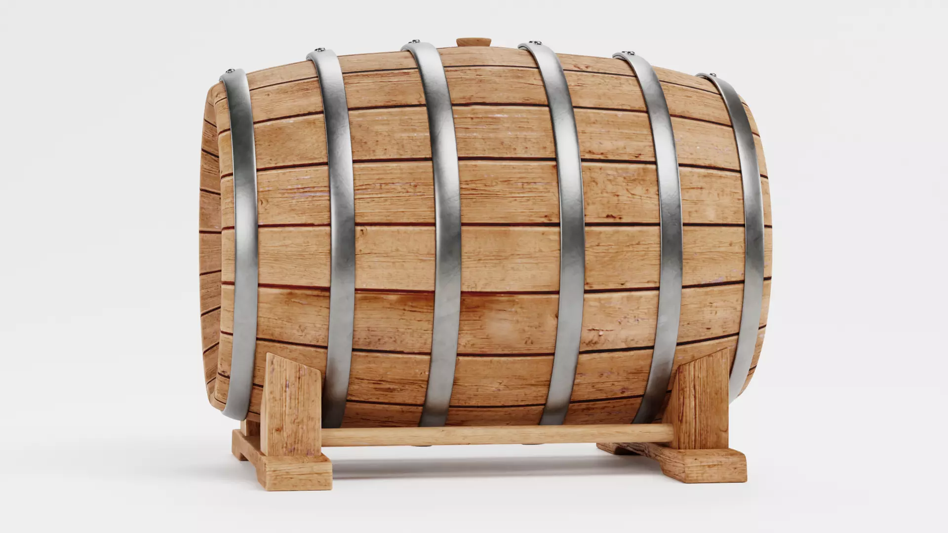 -Wine Barrel V5- Low-poly 3D model_1