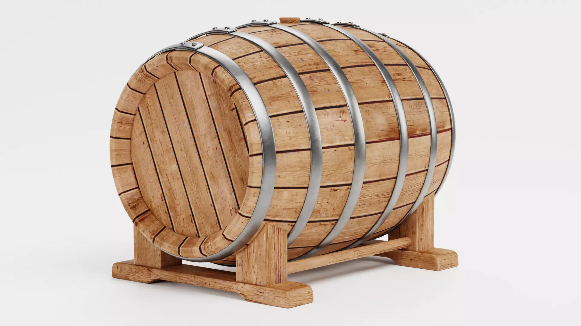 -Wine Barrel V5- Low-poly 3D model_0