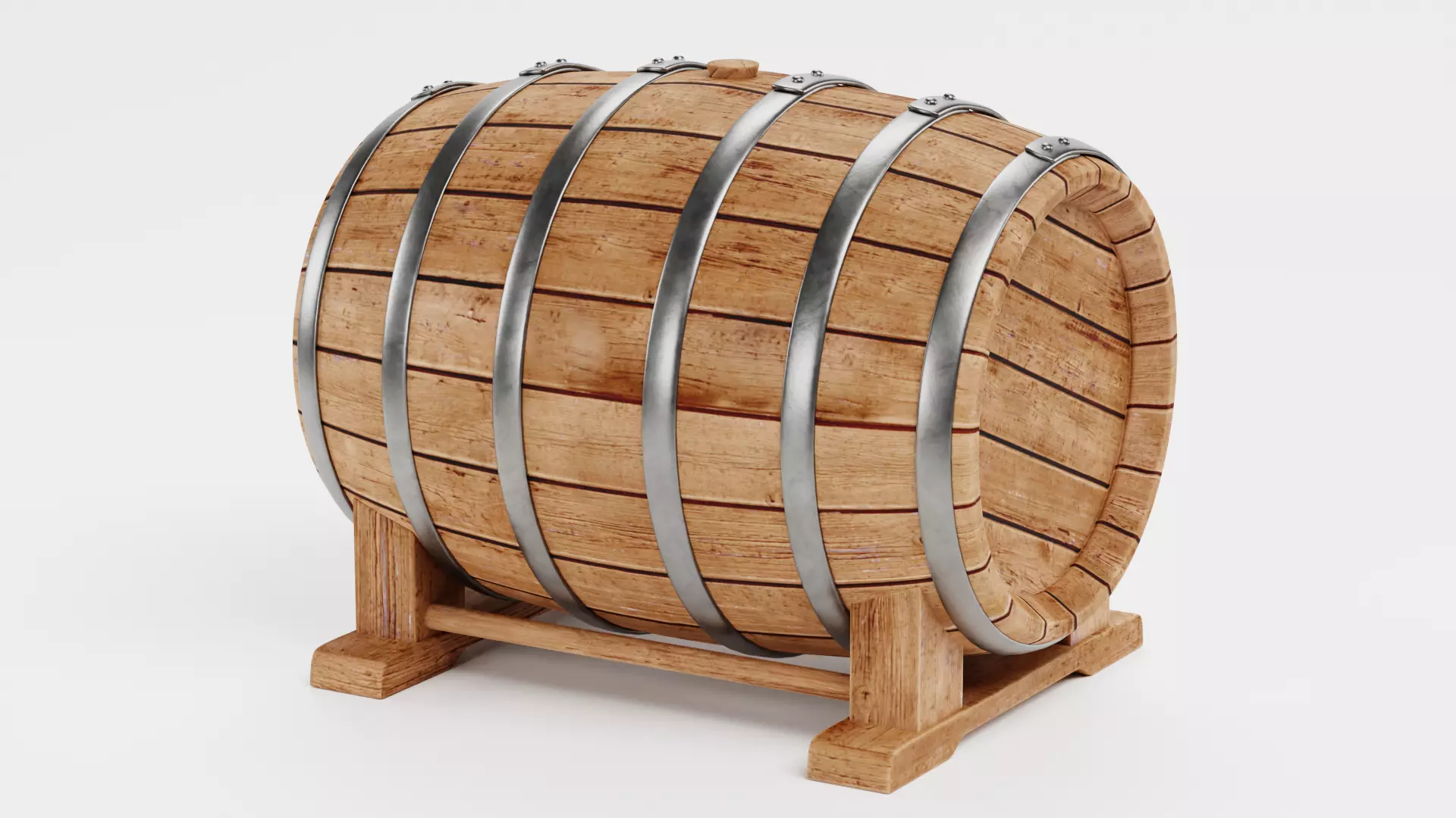 -Wine Barrel V5- Low-poly 3D model_4