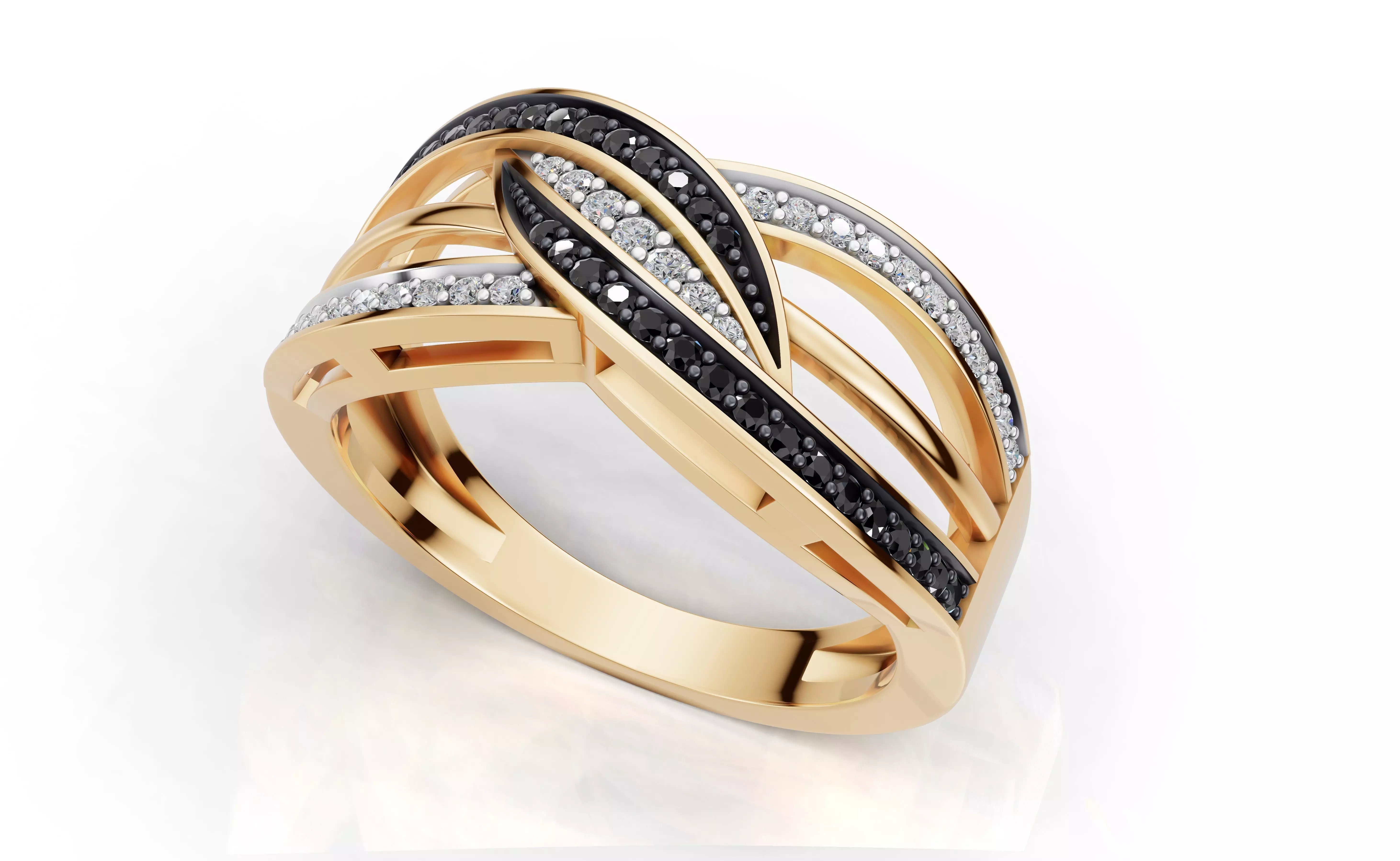 AV 725 Diamond Swirl Crossover Ring for Women 3D print model