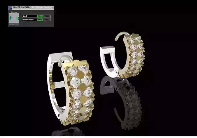 Double Row Huggie Hoop Earrings model je0156 3D print model