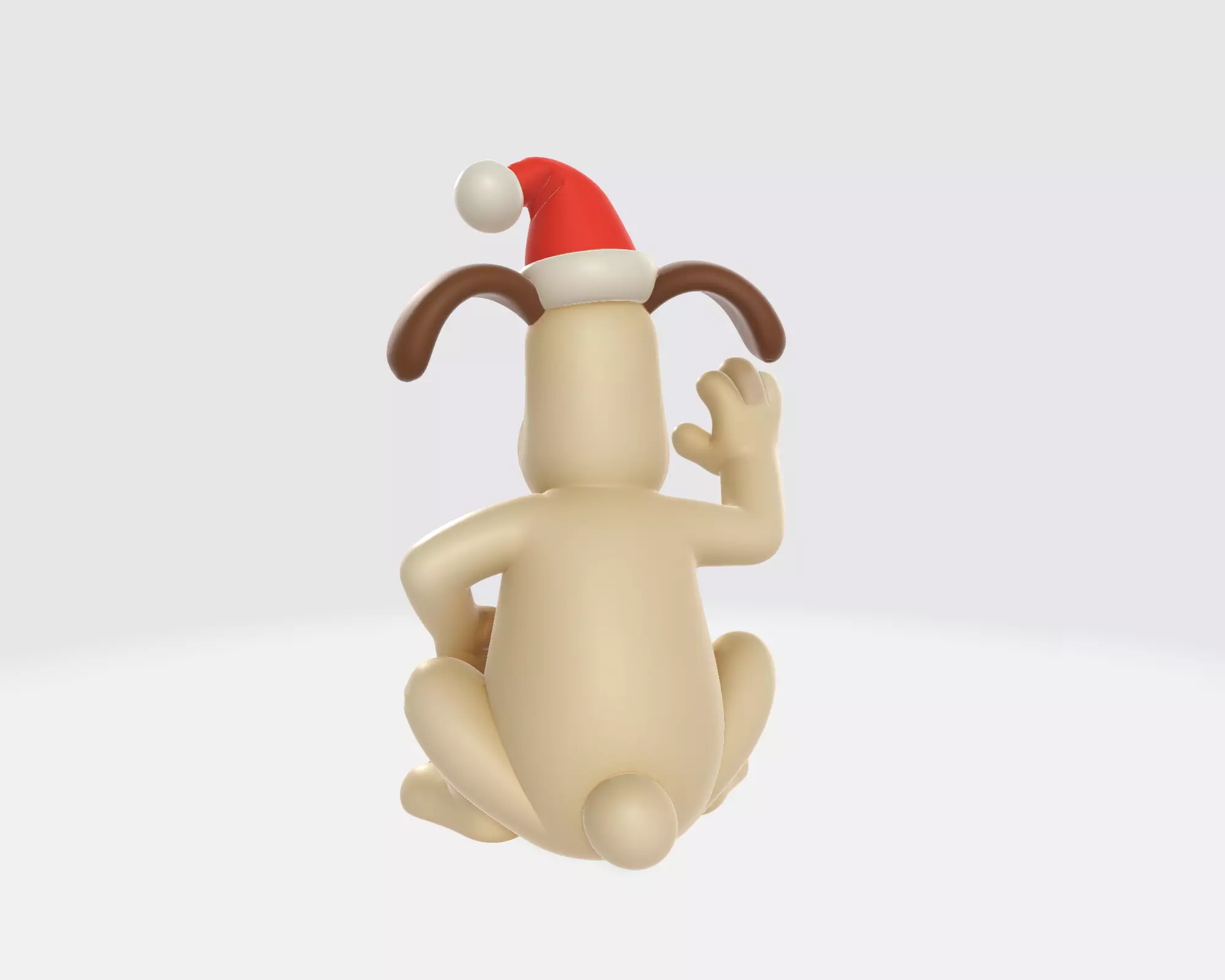 Cute Christmas Dog Figurine Holiday Decor Cartoon Style 3D print model_6