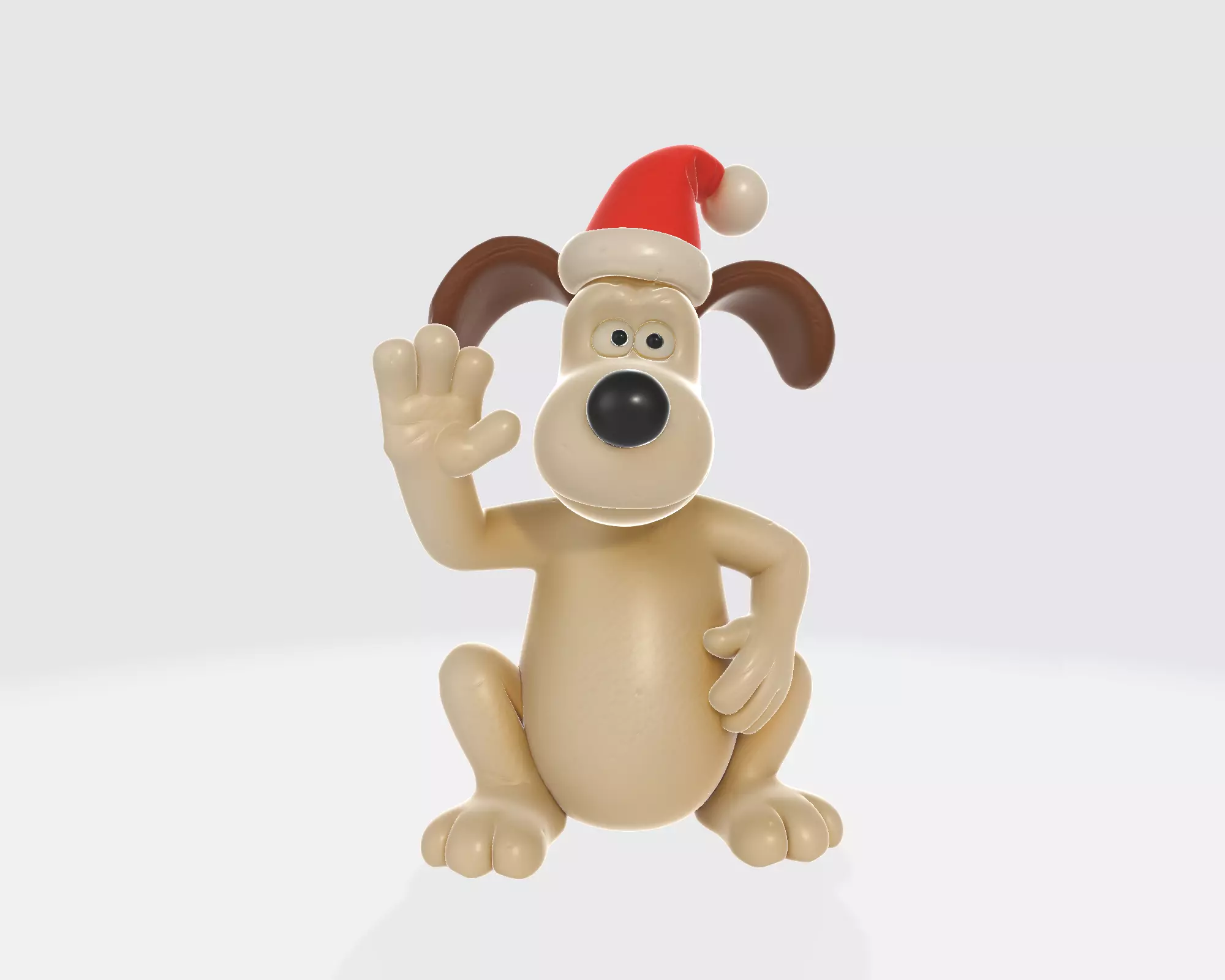 Cute Christmas Dog Figurine Holiday Decor Cartoon Style 3D print model_4