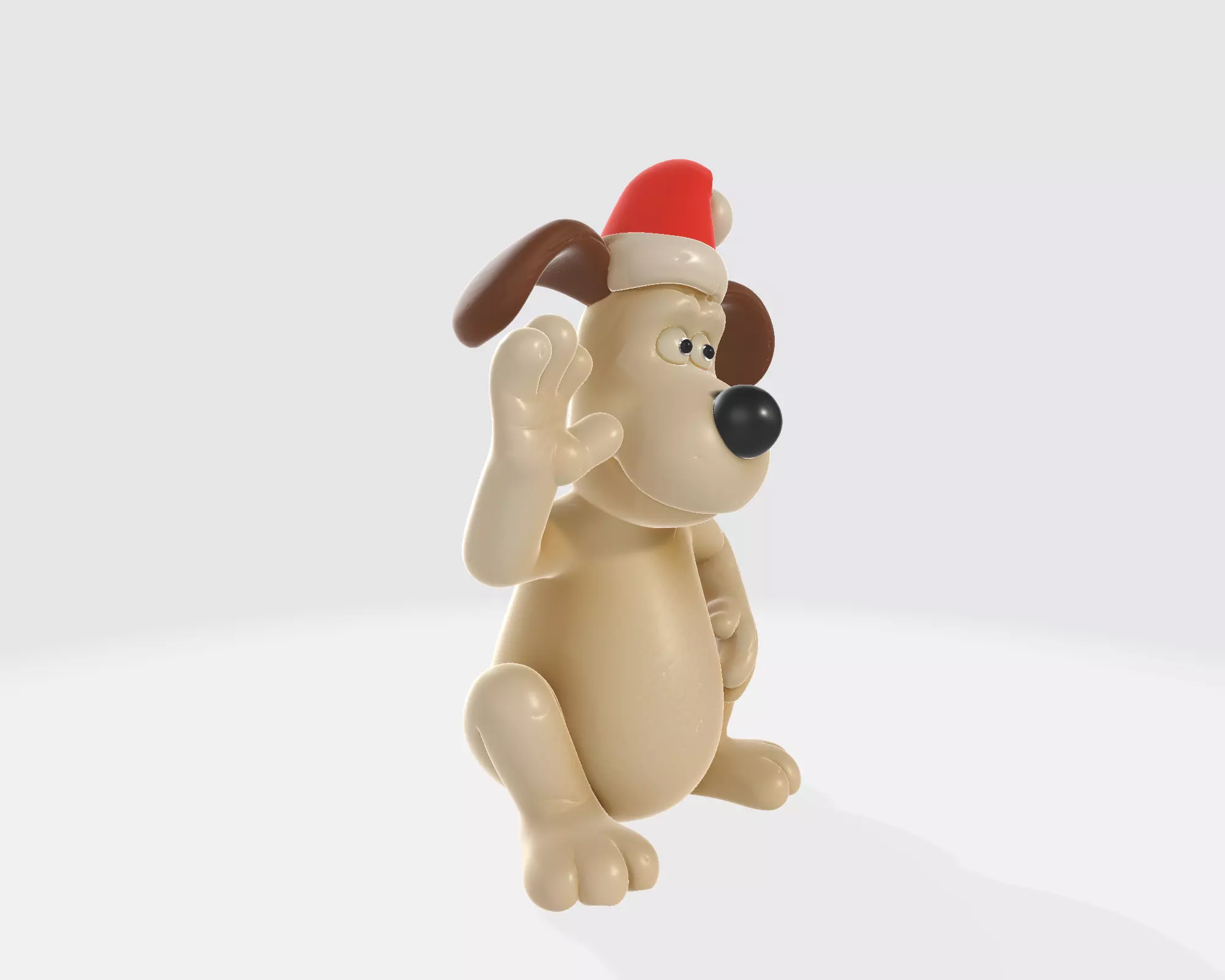 Cute Christmas Dog Figurine Holiday Decor Cartoon Style 3D print model_7