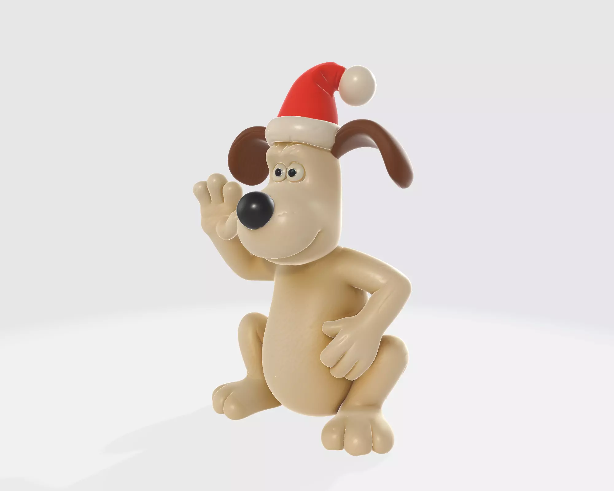 Cute Christmas Dog Figurine Holiday Decor Cartoon Style 3D print model_5