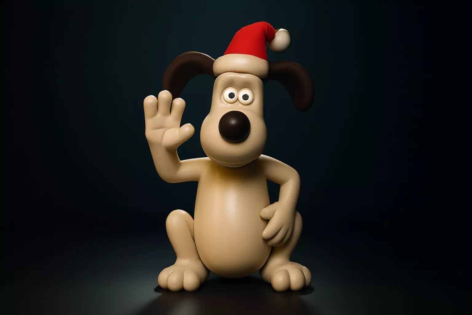 Cute Christmas Dog Figurine Holiday Decor Cartoon Style 3D print model_0