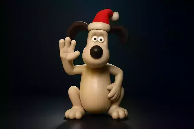 Cute Christmas Dog Figurine Holiday Decor Cartoon Style 3D print model