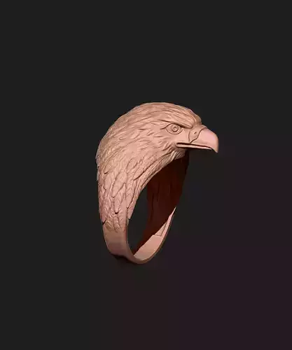 Eagle head Ring 3D Model STL OBJ  3D Print Ready
