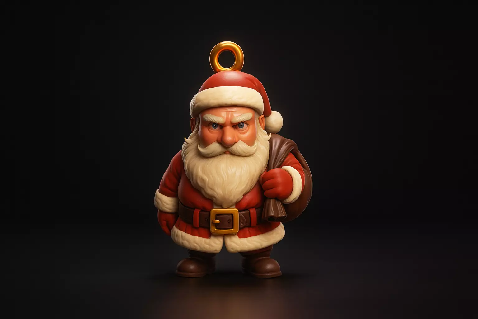 Fierce Santa Claus Pendant Model Angry Santa Necklace Charm 3D print model_0