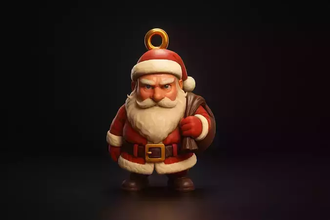 Fierce Santa Claus Pendant Model Angry Santa Necklace Charm 3D print model Fierce Santa Claus Pendant Model Angry Santa Necklace Charm 3D print model
