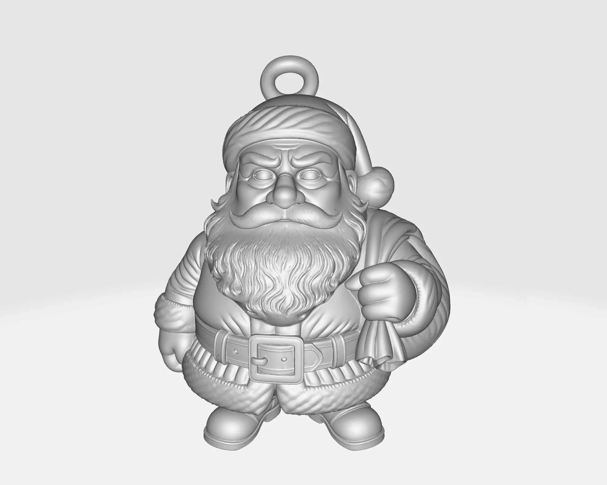 Fierce Santa Claus Pendant Model Angry Santa Necklace Charm 3D print model_3