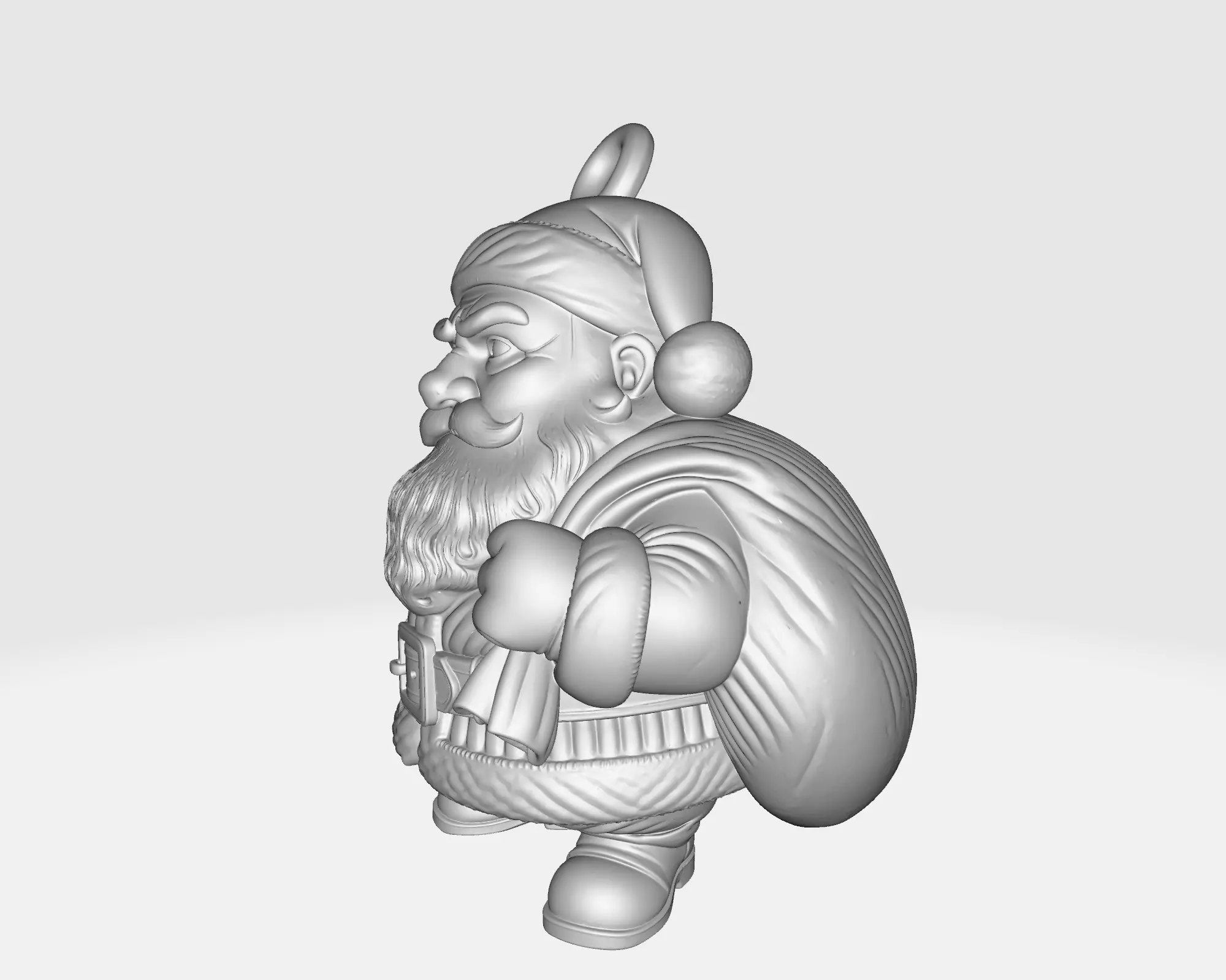 Fierce Santa Claus Pendant Model Angry Santa Necklace Charm 3D print model_2