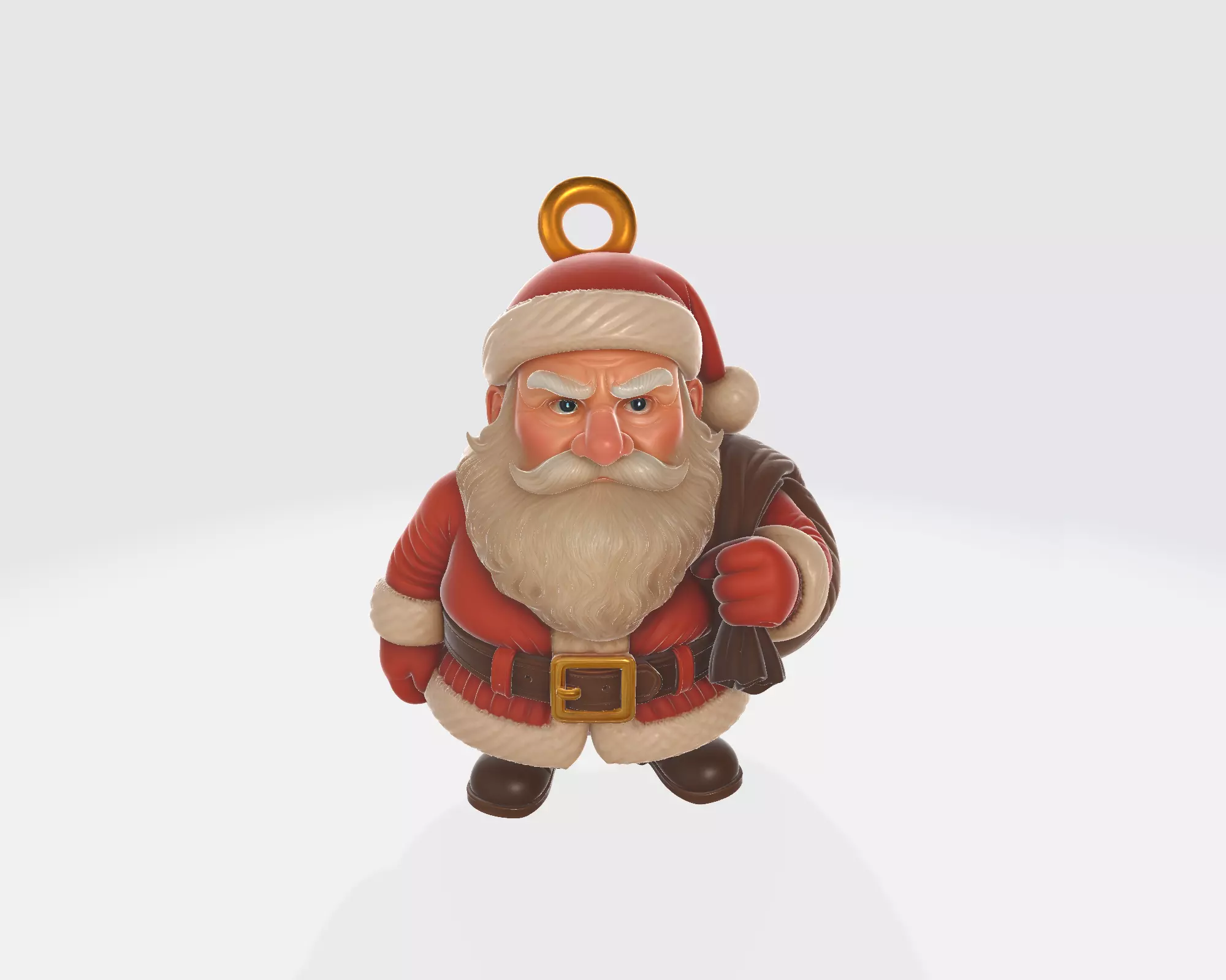 Fierce Santa Claus Pendant Model Angry Santa Necklace Charm 3D print model_4