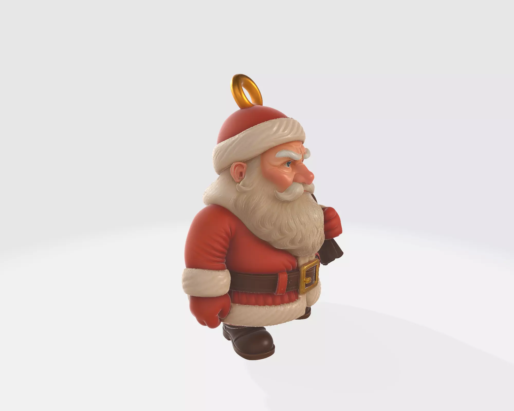 Fierce Santa Claus Pendant Model Angry Santa Necklace Charm 3D print model_7