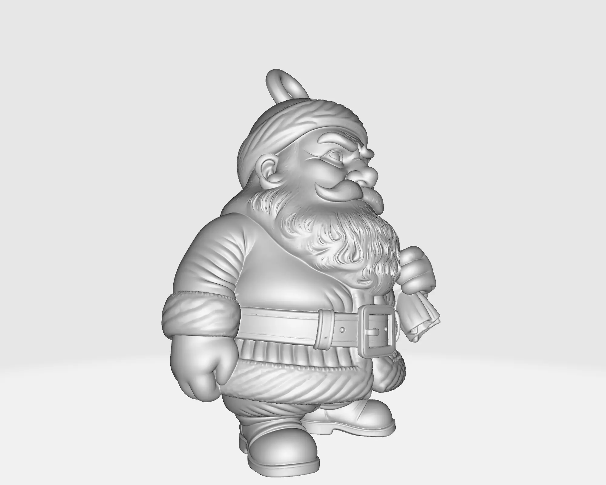 Fierce Santa Claus Pendant Model Angry Santa Necklace Charm 3D print model_1