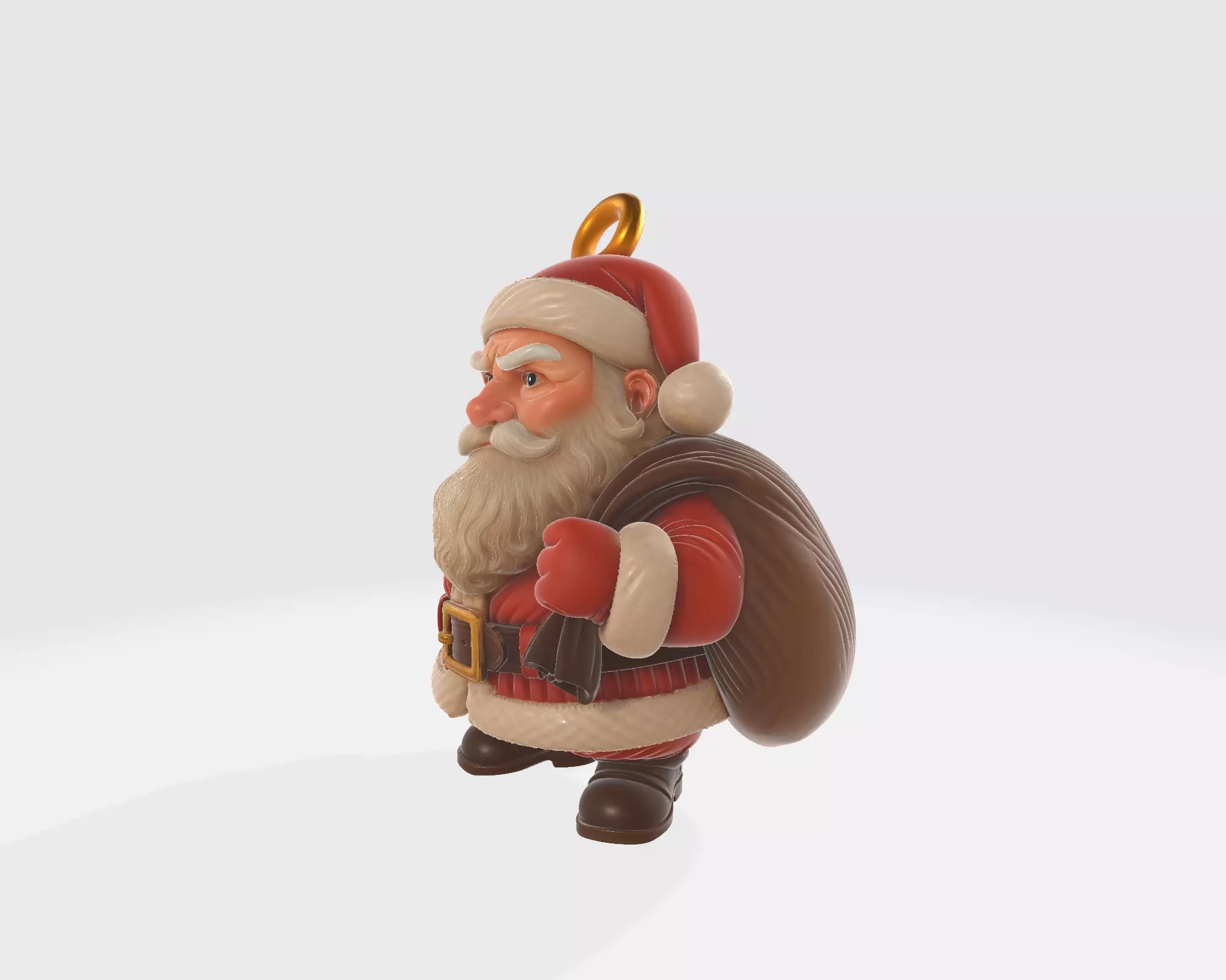 Fierce Santa Claus Pendant Model Angry Santa Necklace Charm 3D print model_5
