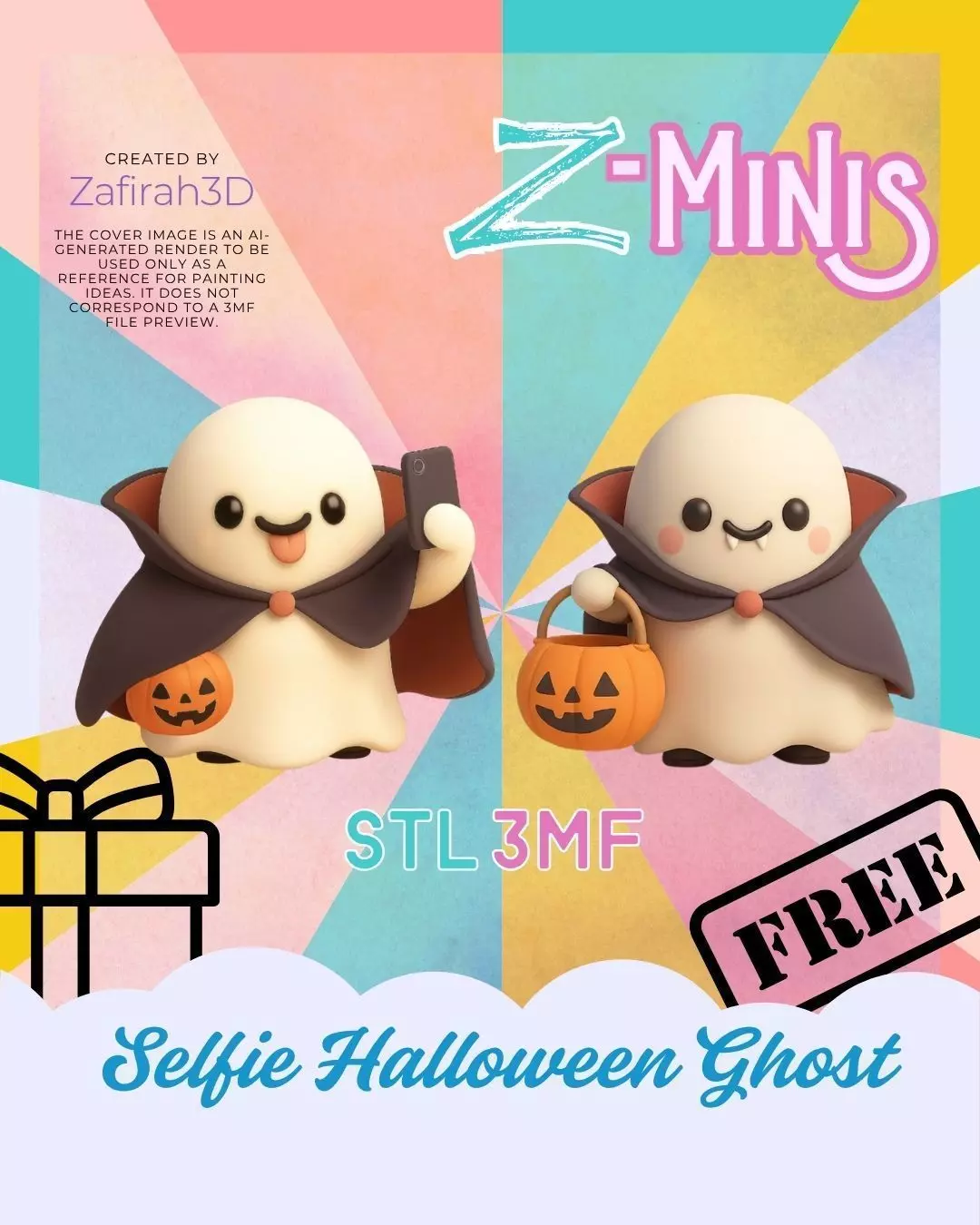 SELFIE HALLOWEEN GHOST FOR FREE Z-MINIS Free 3D print model