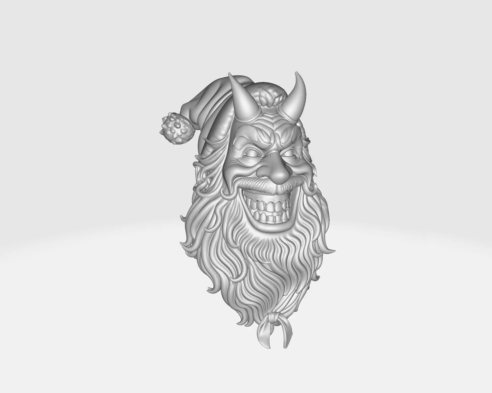 Evil Santa Demon Head Horror Christmas Krampus  3D print model_2