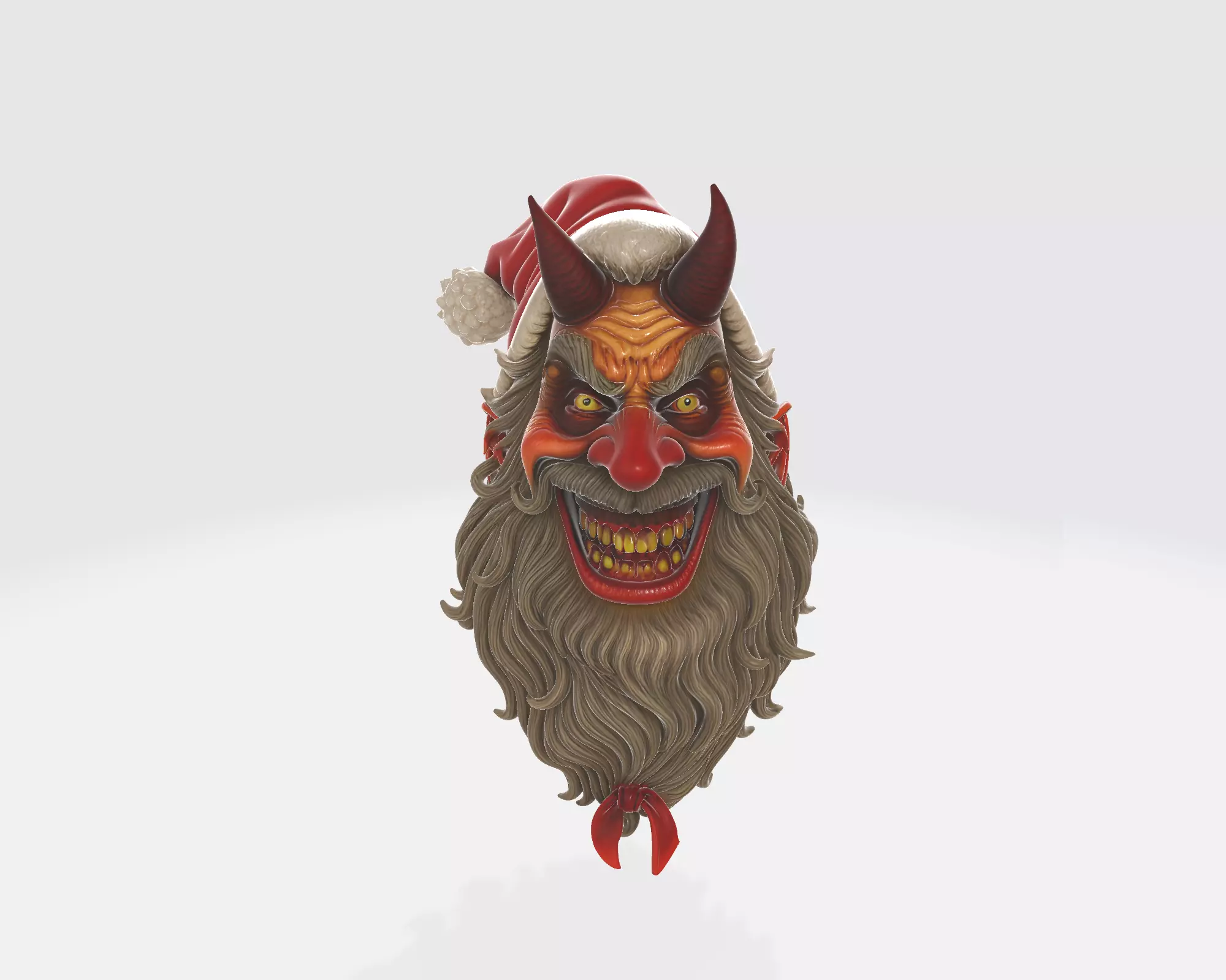 Evil Santa Demon Head Horror Christmas Krampus  3D print model_4