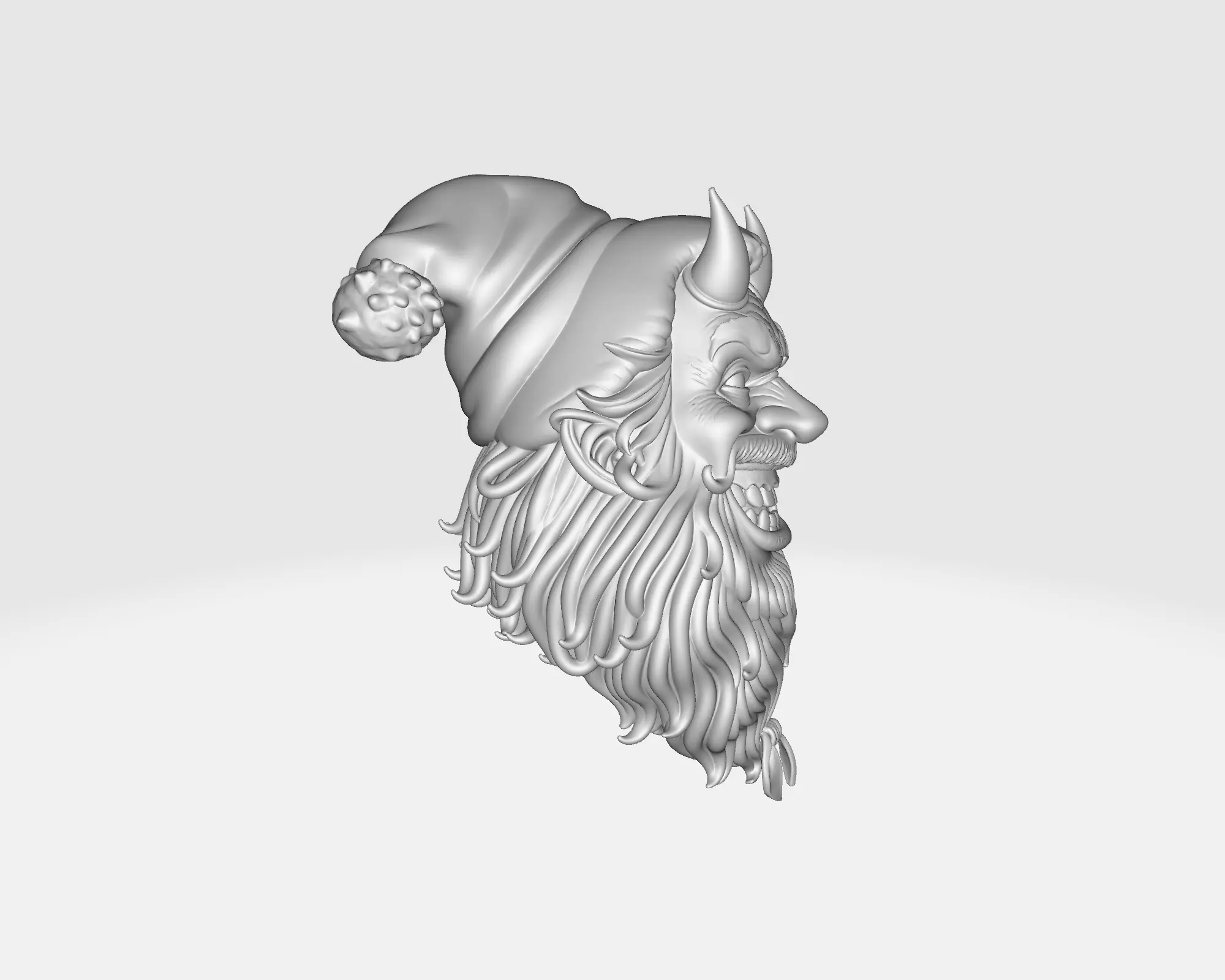 Evil Santa Demon Head Horror Christmas Krampus  3D print model_3
