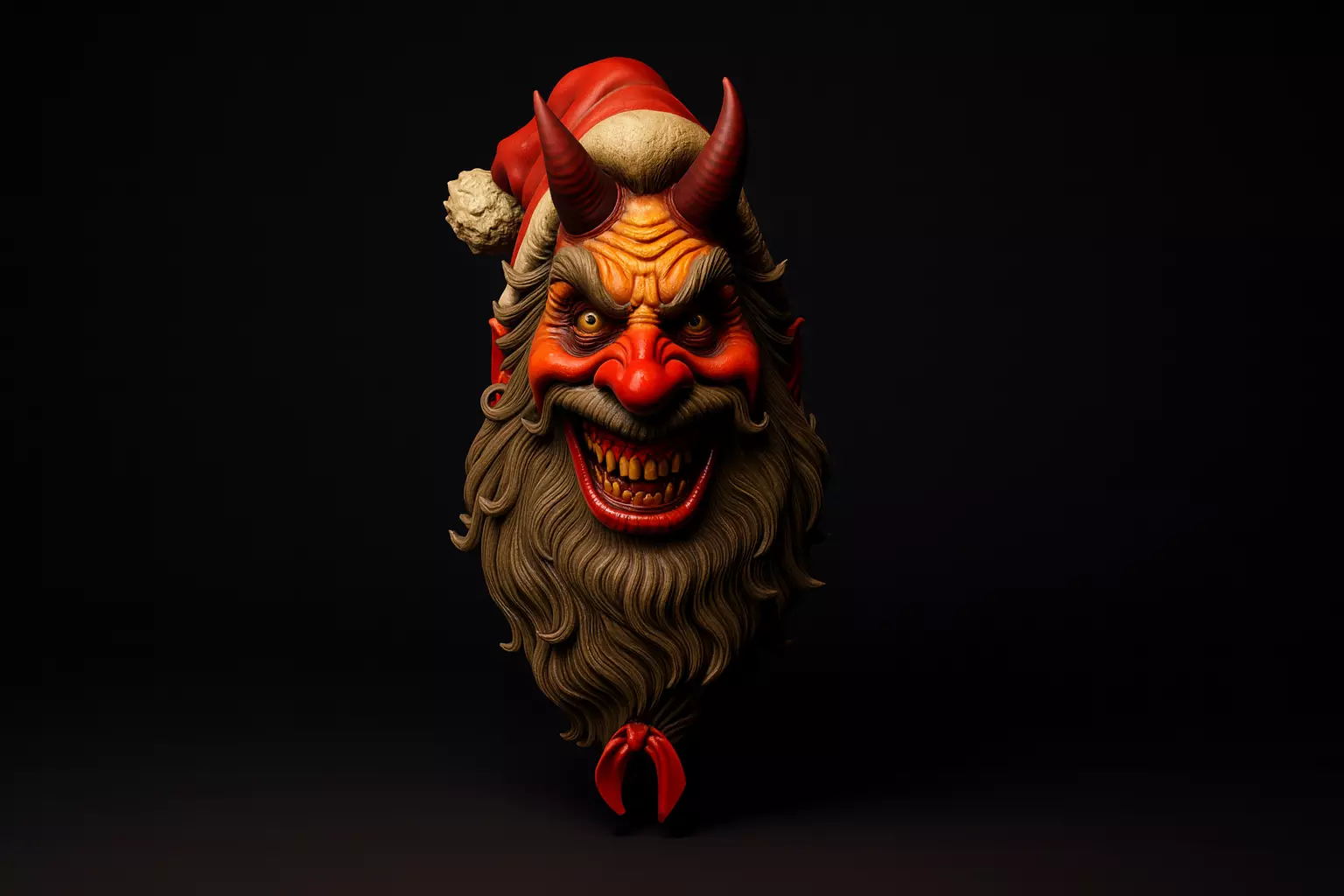 Evil Santa Demon Head Horror Christmas Krampus  3D print model_0