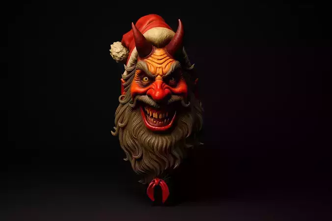 Evil Santa Demon Head Horror Christmas Krampus  3D print model