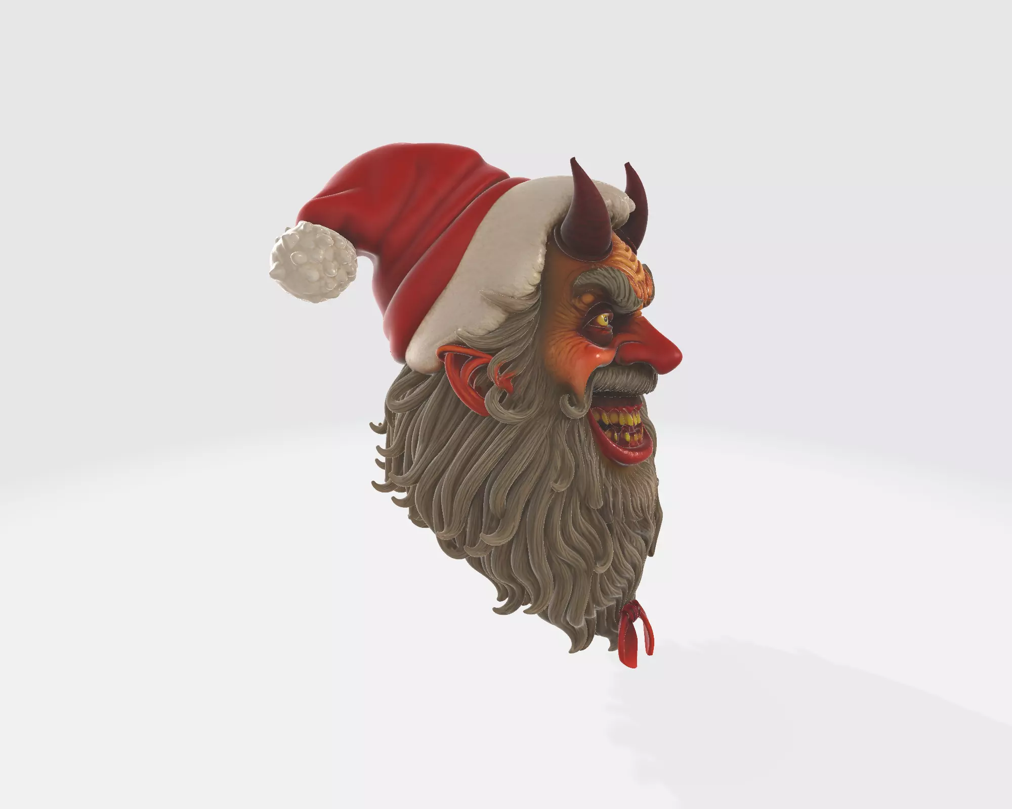 Evil Santa Demon Head Horror Christmas Krampus  3D print model_5