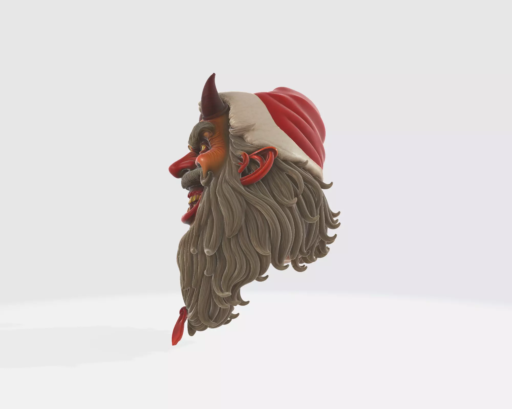 Evil Santa Demon Head Horror Christmas Krampus  3D print model_7