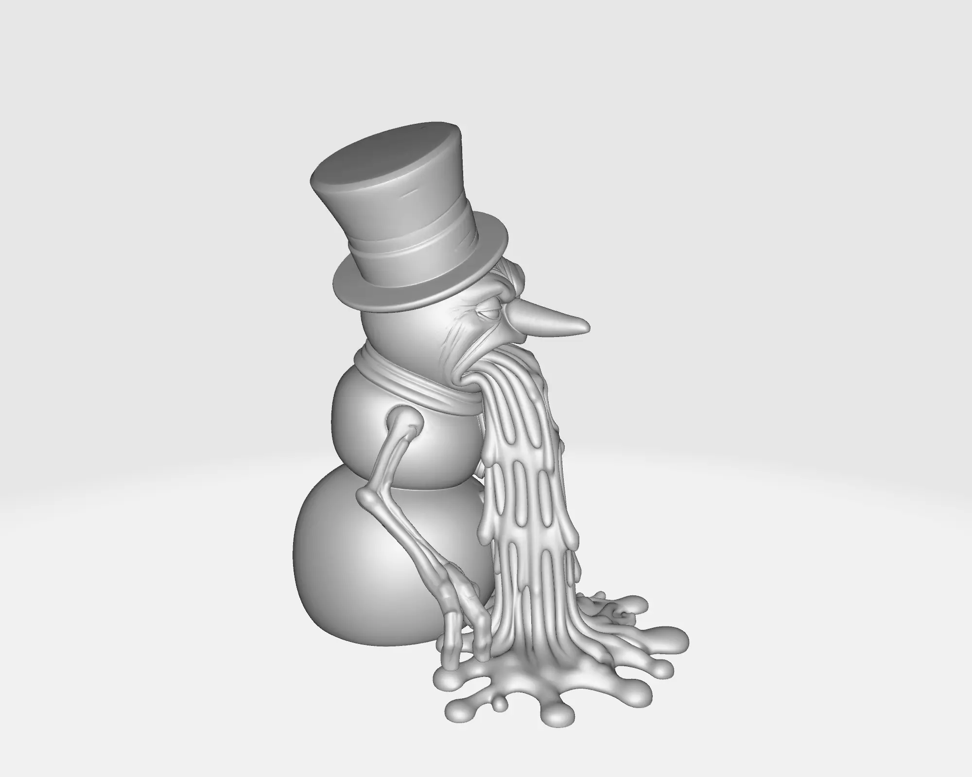 Funny Vomiting Snowman Figurine Winter Horror Snowman Statue 3D print model_2
