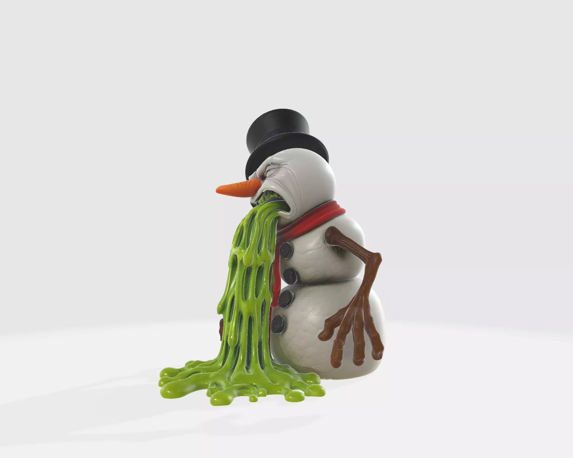 Funny Vomiting Snowman Figurine Winter Horror Snowman Statue 3D print model_5