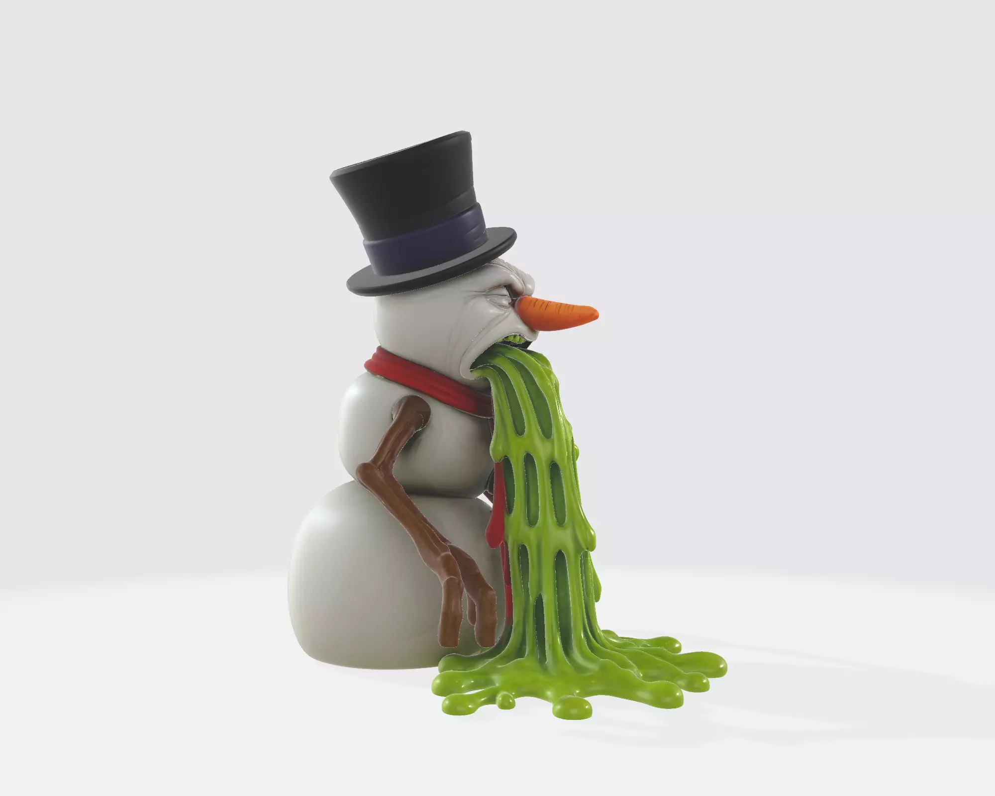 Funny Vomiting Snowman Figurine Winter Horror Snowman Statue 3D print model_7