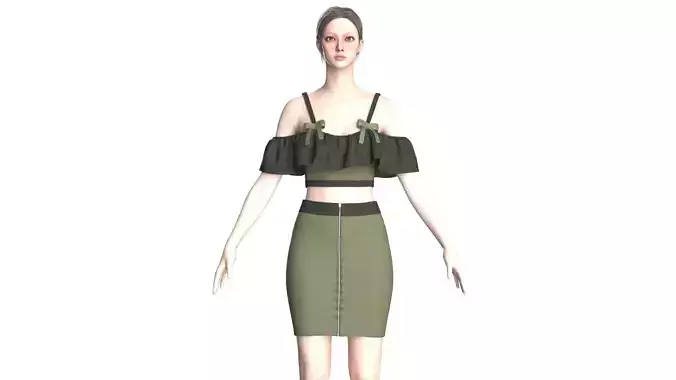 Girls Crop Top With Skirt V8