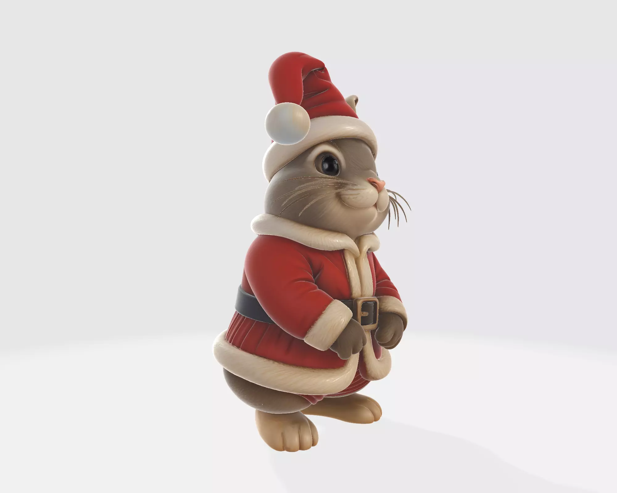 Adorable Christmas Mouse Cute Santa Figurine Festive Holiday 3D print model_7