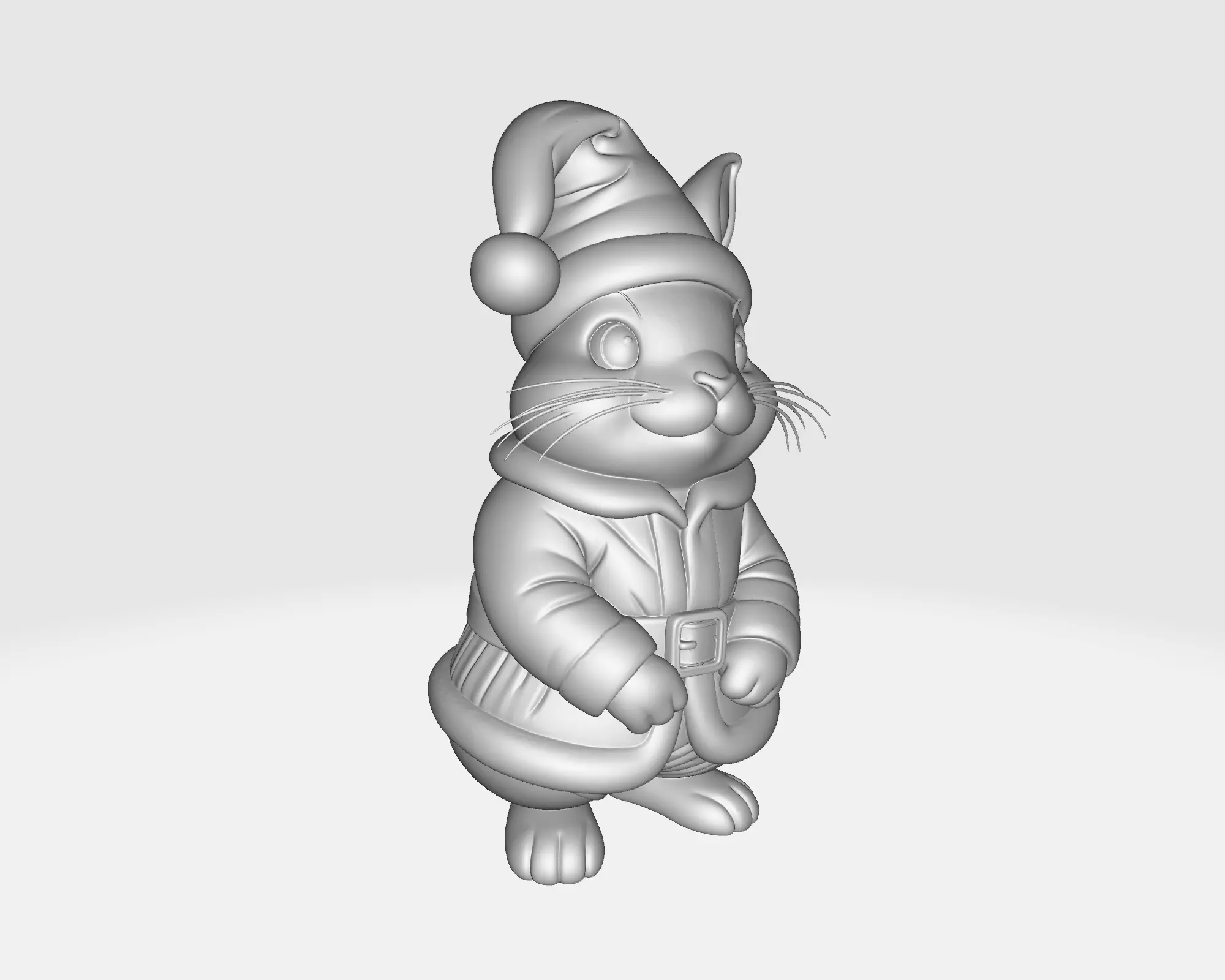 Adorable Christmas Mouse Cute Santa Figurine Festive Holiday 3D print model_1