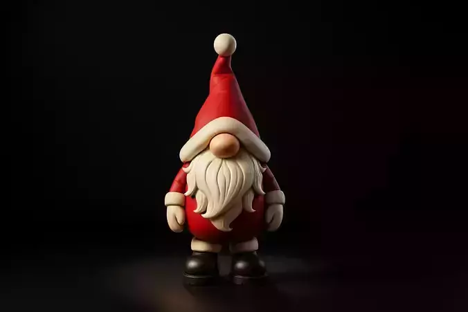 Adorable Christmas Gnome Santa Gnome Figurine 3D print model