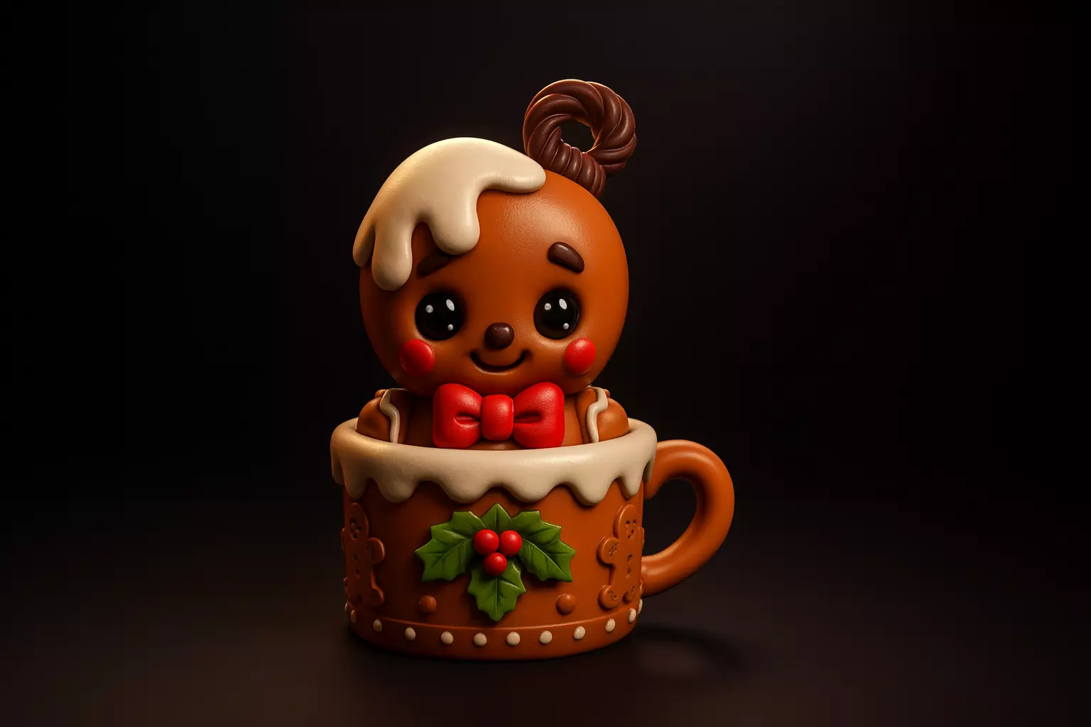 Gingerbread Man in Holiday Mug Cute Christmas Figurine Cookie 3D print model_0