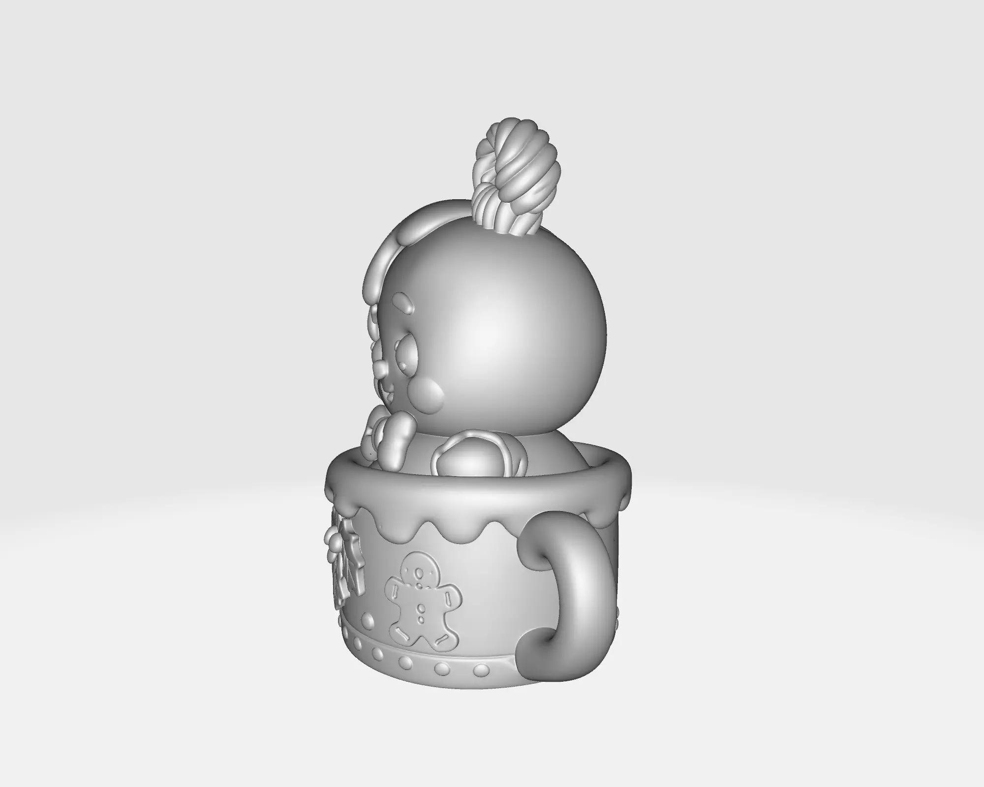 Gingerbread Man in Holiday Mug Cute Christmas Figurine Cookie 3D print model_3
