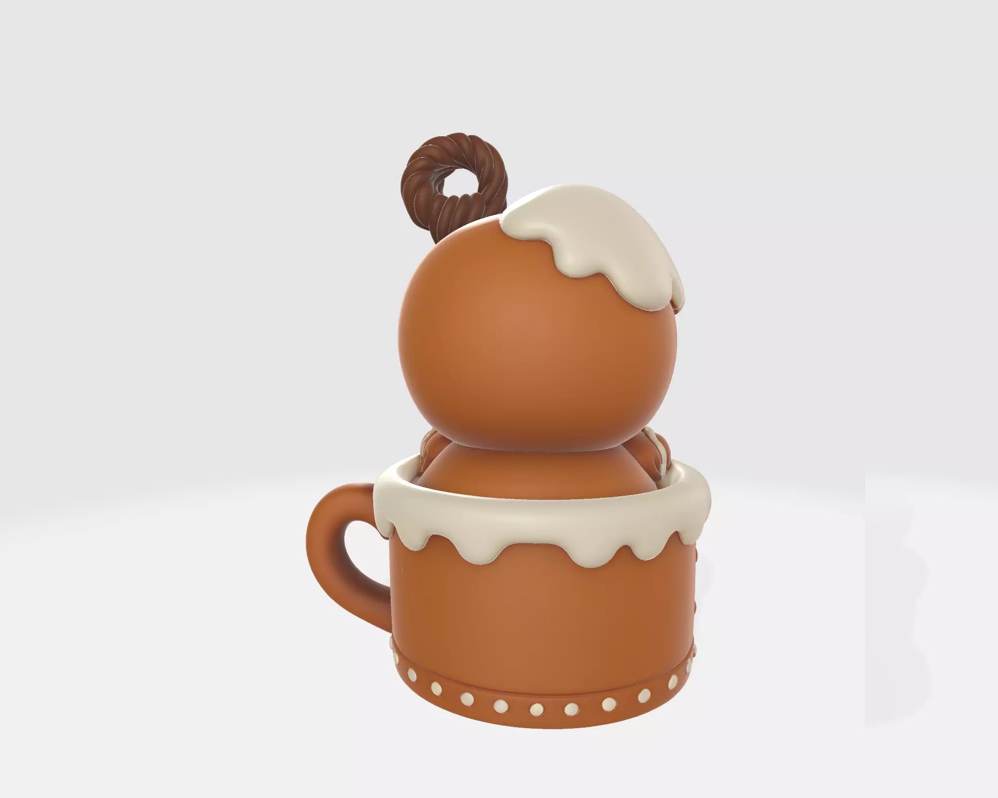 Gingerbread Man in Holiday Mug Cute Christmas Figurine Cookie 3D print model_6