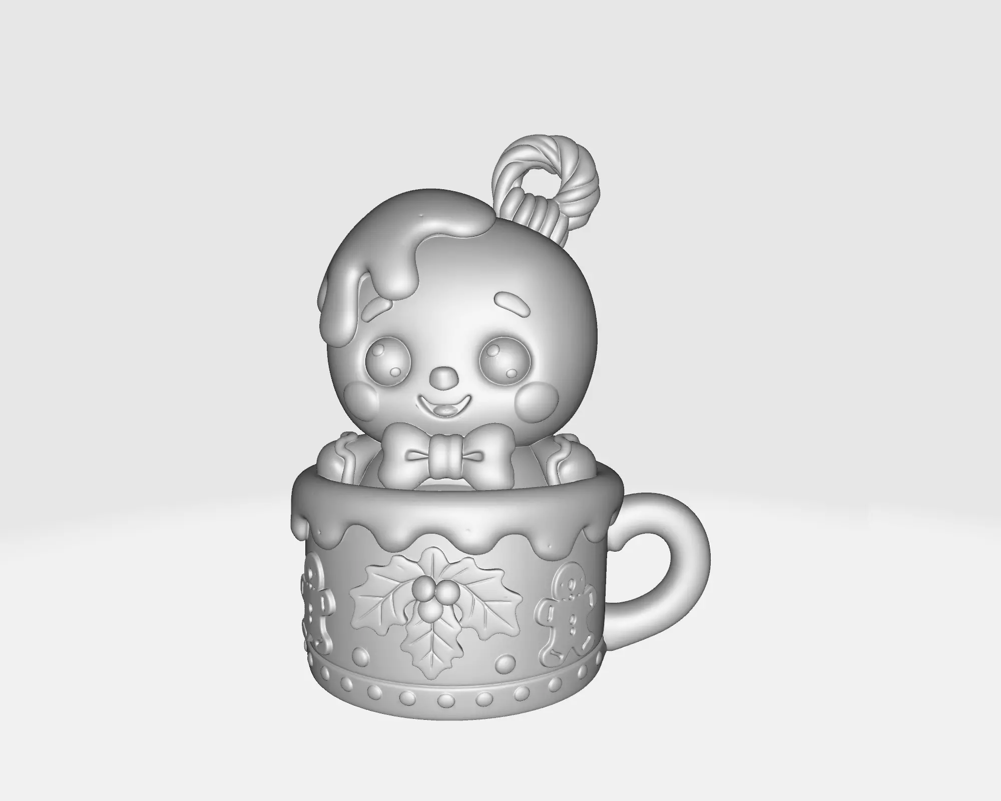 Gingerbread Man in Holiday Mug Cute Christmas Figurine Cookie 3D print model_2