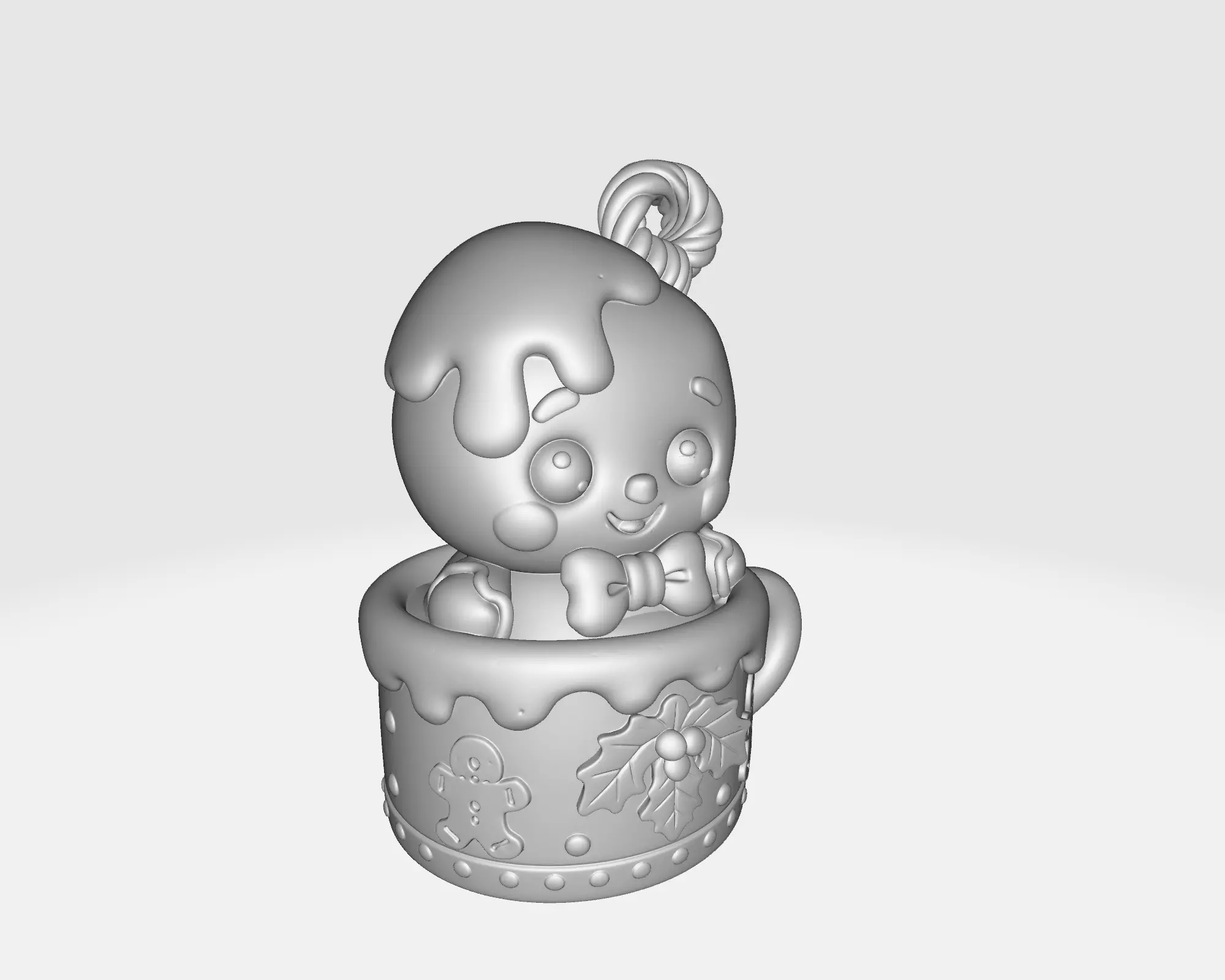 Gingerbread Man in Holiday Mug Cute Christmas Figurine Cookie 3D print model_1